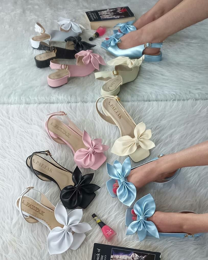 صندل دخترانه مدل خرگوشی پاشنه ۲ سانت جنس رویه ساتن خارجی باررنگبندی متنوع
