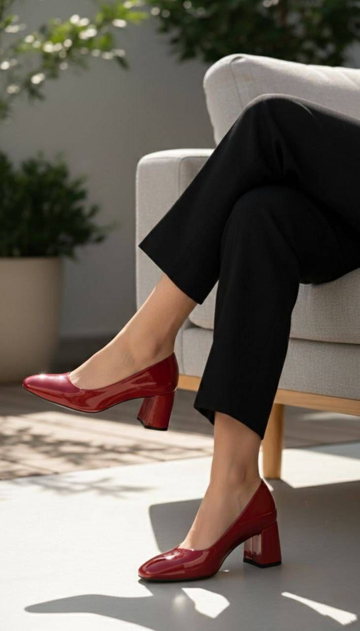 کفش کلاسیک زنانه پاشنه ۵سانت جنس ورنی بارنگبندی متنوع