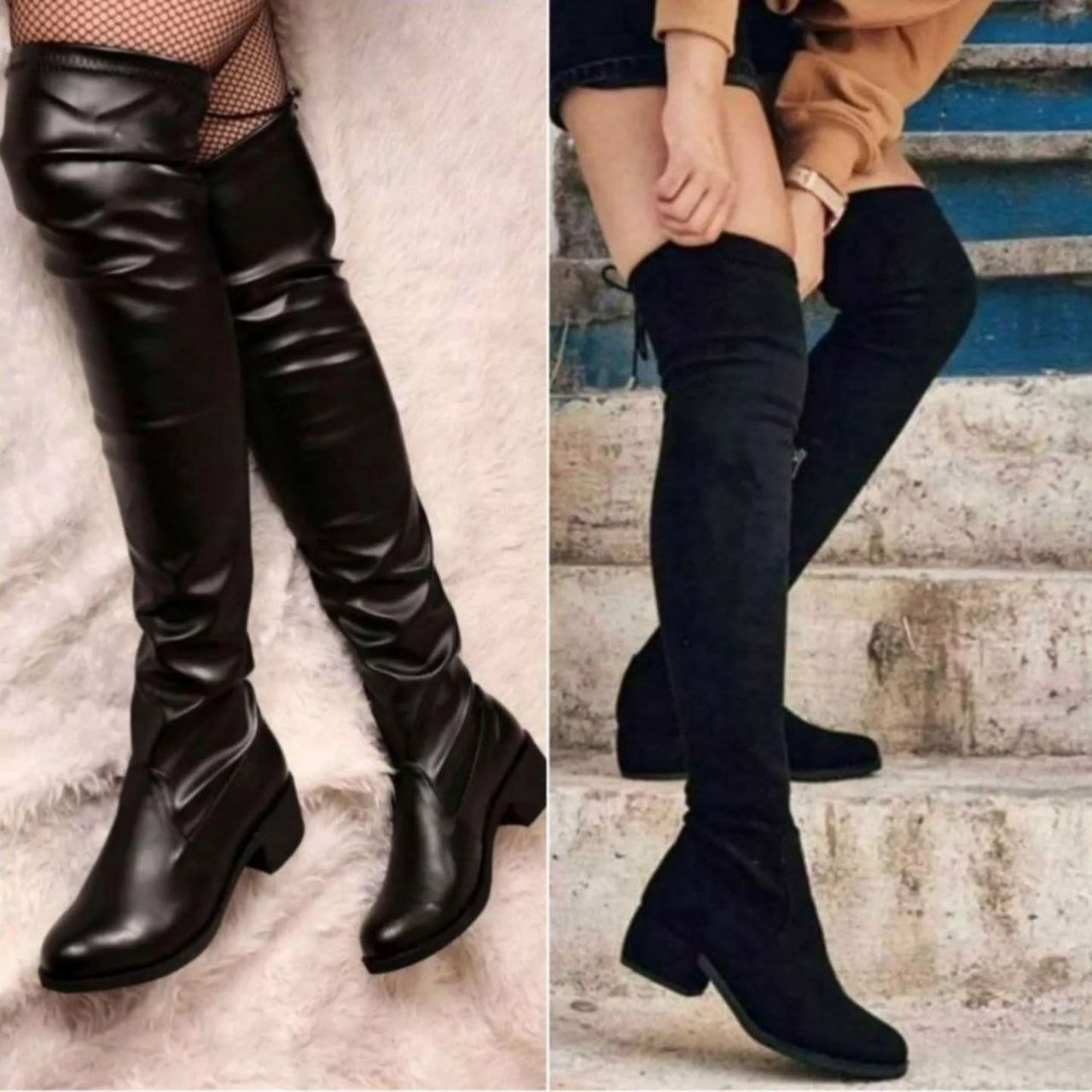 بوت جورابی مناسب انواع ساقها جنس چرم و سوییت قدکار۵۰سانت